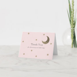 Gold Stars & Moon Pink Baby Dusche Danke Karte