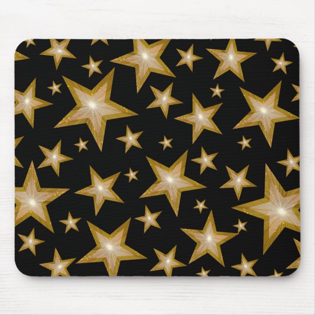 Gold Stars Mousepad schwarz (Vorne)