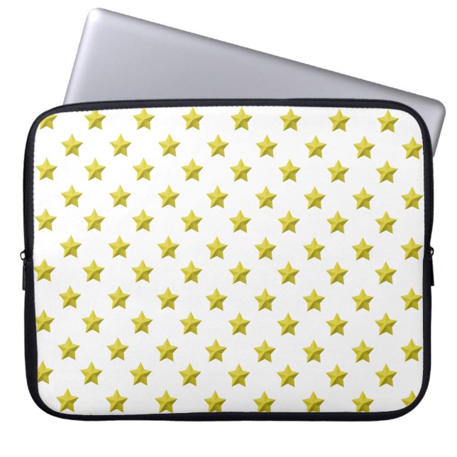 Gold Stars Muster Laptopschutzhülle (Vorderseite)