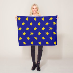 Gold Stars Muster, Navy Blue, Exklusiv Fleecedecke