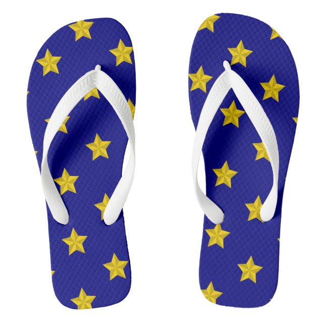 Gold Stars Muster, Navy Blue, Exklusiv Flip Flops (Fußbett)