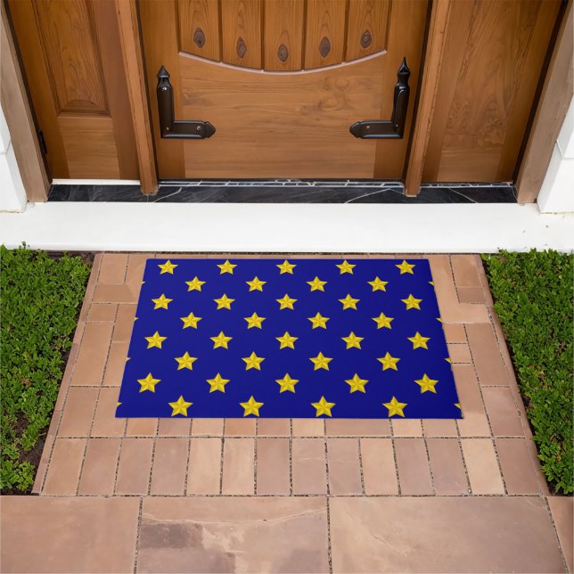 Gold Stars Muster, Navy Blue, Exklusiv Fußmatte (Außenbereich)