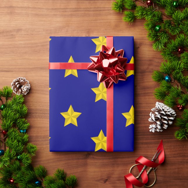 Gold Stars Muster, Navy Blue, Exklusiv Geschenkpapier (Feiertagsgeschenk)