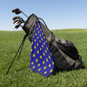 Gold Stars Muster, Navy Blue, Exklusiv Golfhandtuch