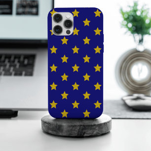Gold Stars Muster, Navy Blue, Exklusiv iPhone 15 Pro Max Hülle
