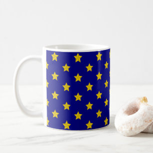 Gold Stars Muster, Navy Blue, Exklusiv Kaffeetasse