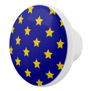 Gold Stars Muster, Navy Blue, Exklusiv Keramikknauf