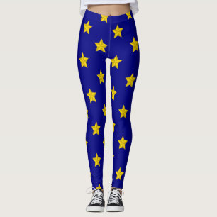 Gold Stars Muster, Navy Blue, Exklusiv Leggings