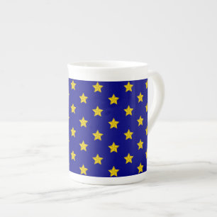 Gold Stars Muster, Navy Blue, Exklusiv Prozellantasse
