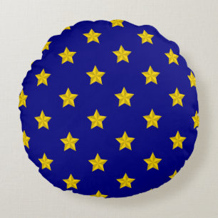 Gold Stars Muster, Navy Blue, Exklusiv Rundes Kissen