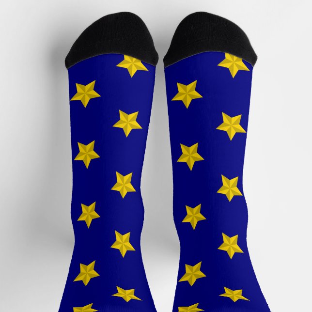 Gold Stars Muster, Navy Blue, Exklusiv Socken (Oben)