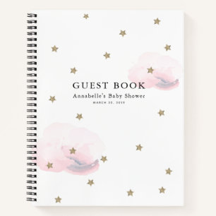 Gold Stars & Pink Clouds Baby Shooting Guest Book Notizbuch