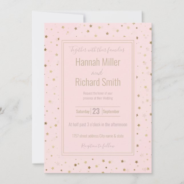 Gold Stars rosa Farbgestaltung (Vorderseite)