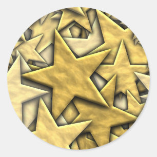 Gold Stars Runder Aufkleber
