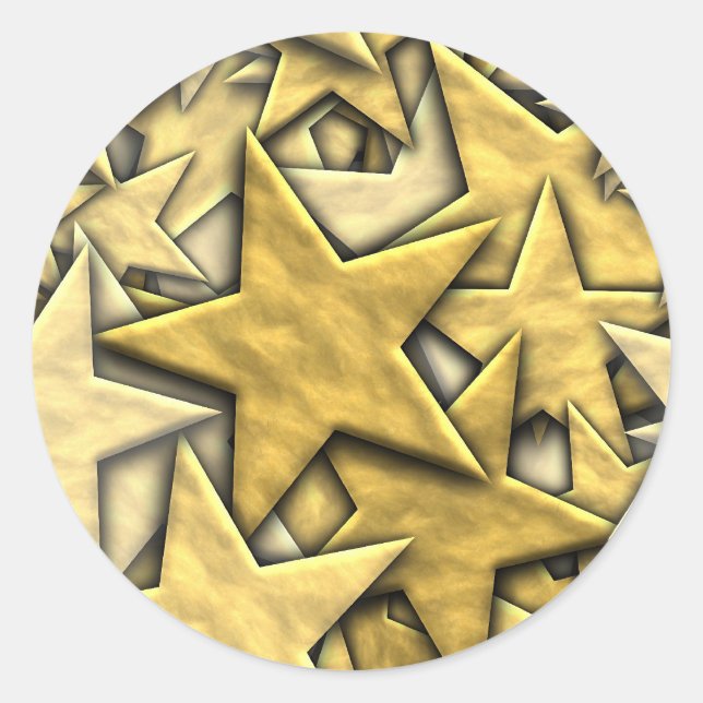 Gold Stars Runder Aufkleber (Vorderseite)