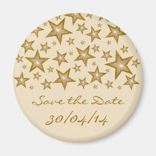 Gold Stars "Save the Date" Kühlschrankmagnet Creme Magnet