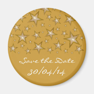 Gold Stars "Save the Date" Kühlschrankmagnet Gold Magnet