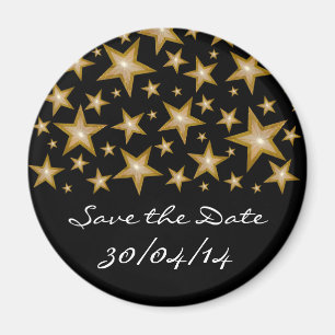 Gold Stars "Save the Date" Kühlschrankmagnet schwa Magnet