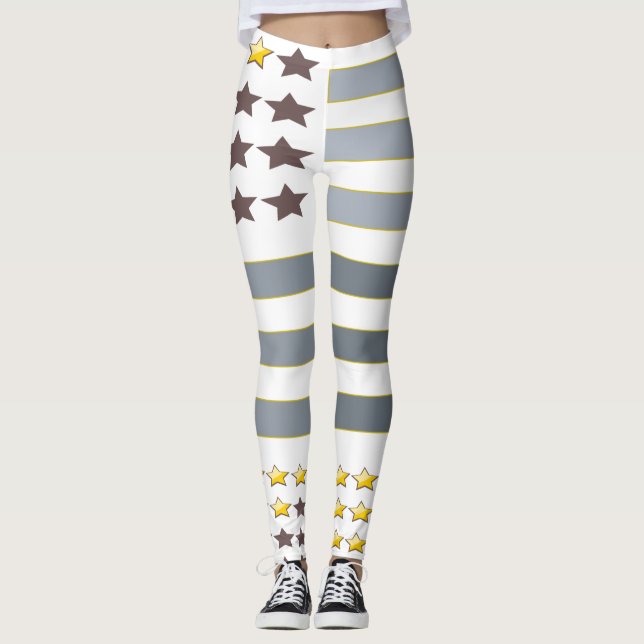 Gold Stars Silberstreifen Leggings (Vorderseite)