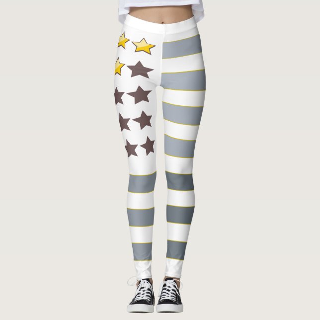 Gold Stars Silberstreifen Leggings (Vorderseite)