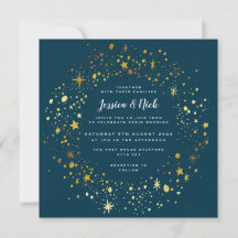 Gold Stars Sparkle Hochzeitseinladung