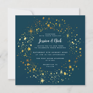 Gold Stars Sparkle Hochzeitseinladung Einladung