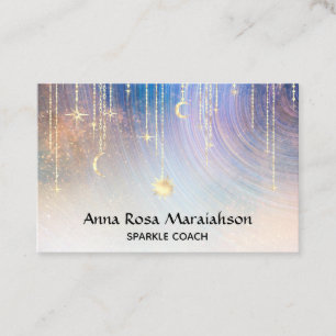 *~* Gold Stars Sparkle Moon Sun Celestie Regenboge Visitenkarte