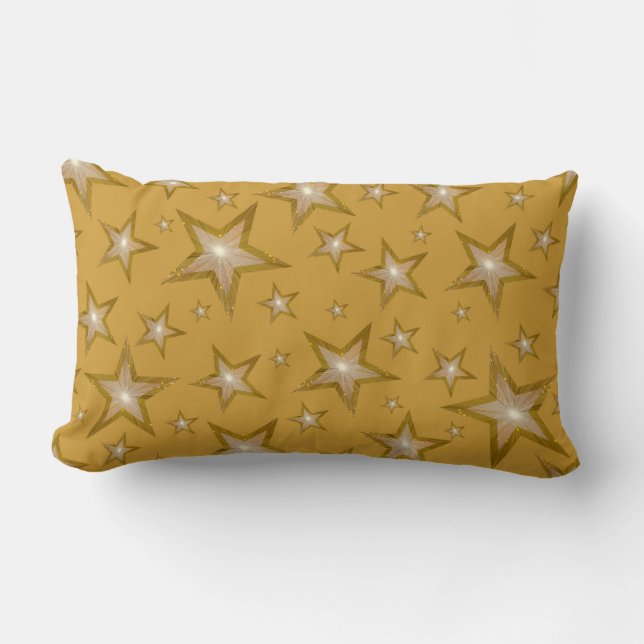 "Gold" Stars "Text" Lumbalgold Lendenkissen (Vorderseite)