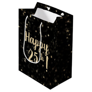 Gold Stars und Dots 25. Geburtstag Mittlere Gesche Geschenktüte