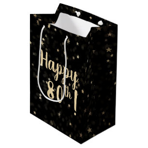 Gold Stars und Dots 80. Geburtstag Mittlere Gesche Geschenktüte