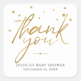 Gold Stars Vielen Dank Baby Dusche Quadratischer Aufkleber