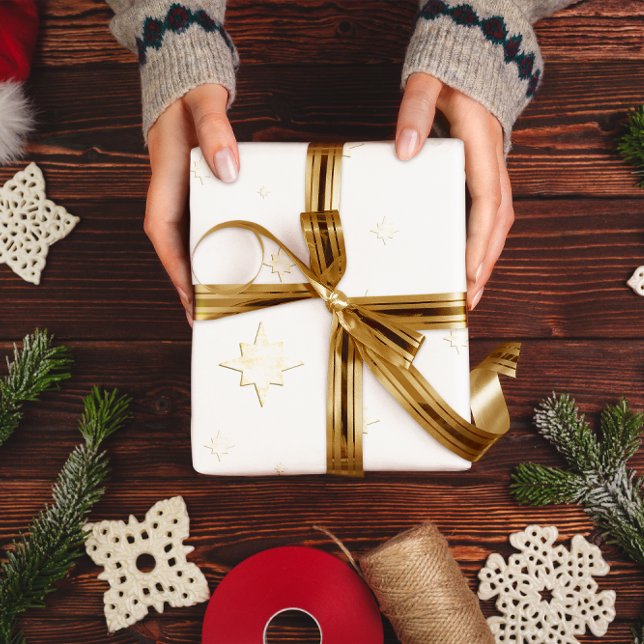 Gold Stars | Weihnachten Hanukkah Geschenke Geschenkpapier (Von Creator hochgeladen)