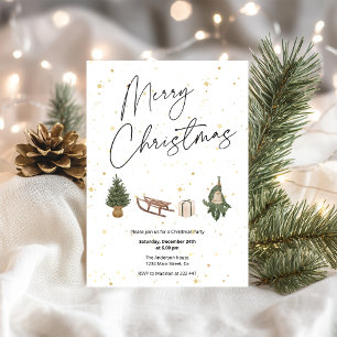 Gold Stars Weihnachtseinladung Einladung