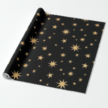 Gold Stars Wrapping Paper - Schwarzer Hintergrund