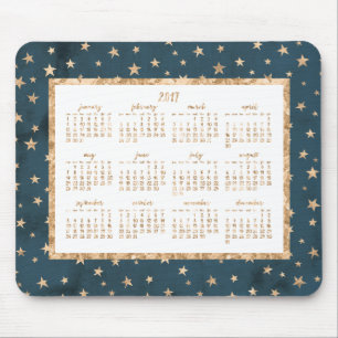 Gold Stars Yearly 2017 Calendar Mouse Pad Mitterna Mousepad