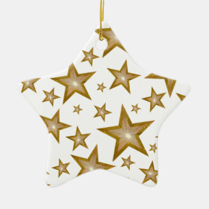 Gold Stars Zierstar weiß Keramikornament