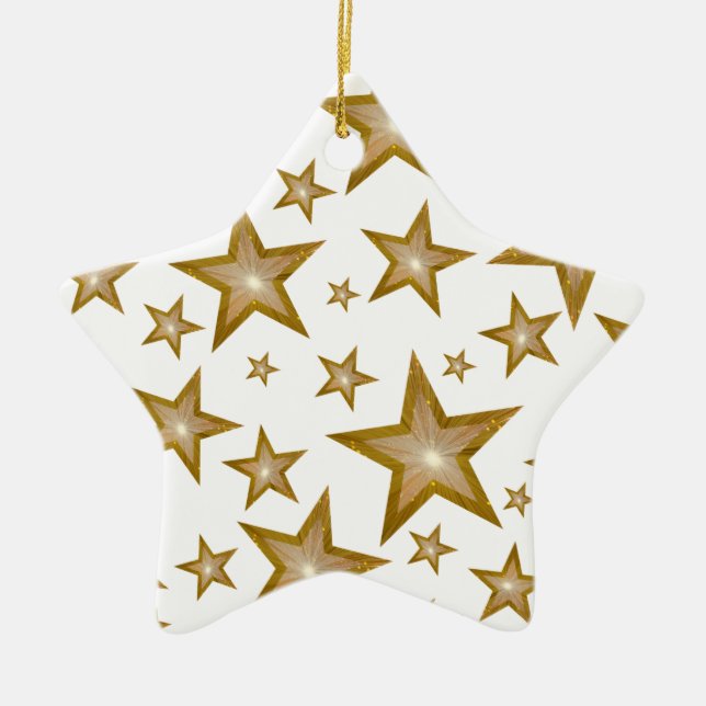Gold Stars Zierstar weiß Keramikornament (Vorne)