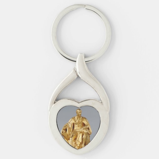 Gold Statue Heart Keychain Schlüsselanhänger (Vorderseite)