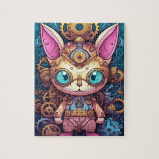 Gold Steampunk Cat Robot Puzzle
