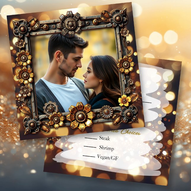 Gold Steampunk Personalisiert Wedding RSVP Save The Date (Von Creator hochgeladen)