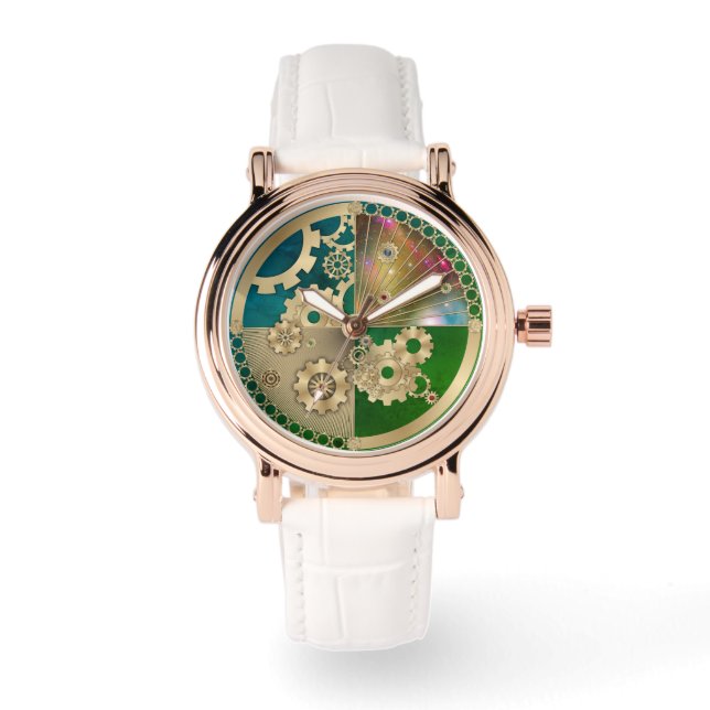 Gold Steampunk Watch Armbanduhr (Vorderseite)