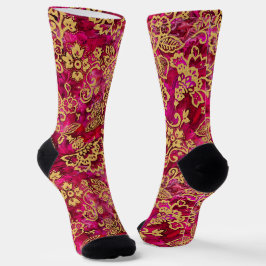 Gold Stencil Blues und Texturierte rosa Erde Socken