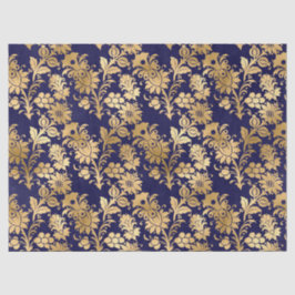 Gold Stencil-Blume auf Lila Decoupage Seidenpapier