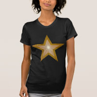 "Gold" Stern "zwei tonen" Damen-T - Shirtschwarzes