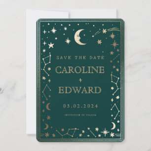 Gold Sterne Mond Himmel Qr Code Save the Date