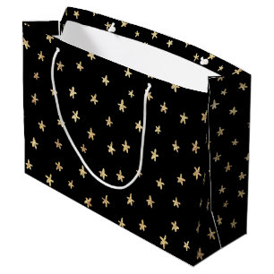 Gold Sterne Muster Black Large Gift Bag Große Geschenktüte