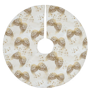 Gold-Sterne und Engel-Flügel-Baumrock Polyester Weihnachtsbaumdecke