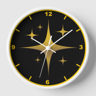 Gold Sternexplosion Wall Clock - Schwarz und Gold Uhr