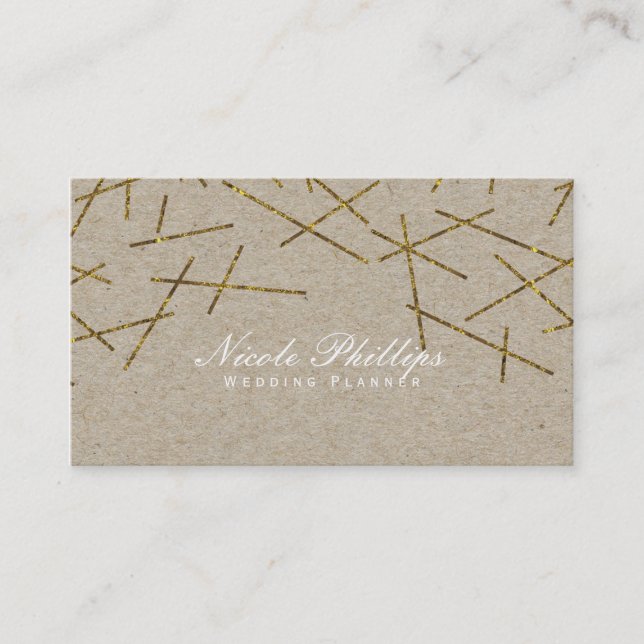 Gold Sticks Confetti Moderne Natural Business Card Visitenkarte (Vorderseite)