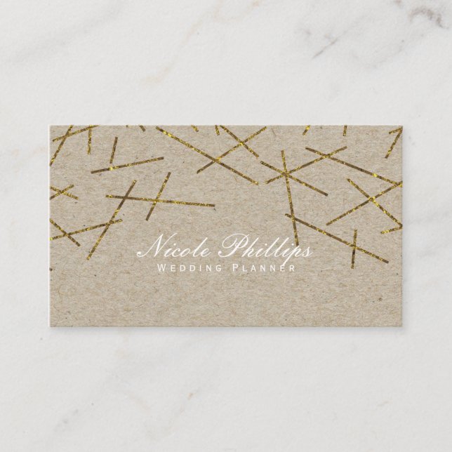 Gold Sticks Confetti Moderne Natural Business Card Visitenkarte (Vorderseite)